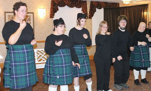 Signing to the song, You Are Beautiful, are Lighthouse Players, Marianne Stewart (L), Jennifer McCullough, Bethany Collins, Cassandra Ritchie, Jeffery Vande Klippe, and Amy Boudrais
